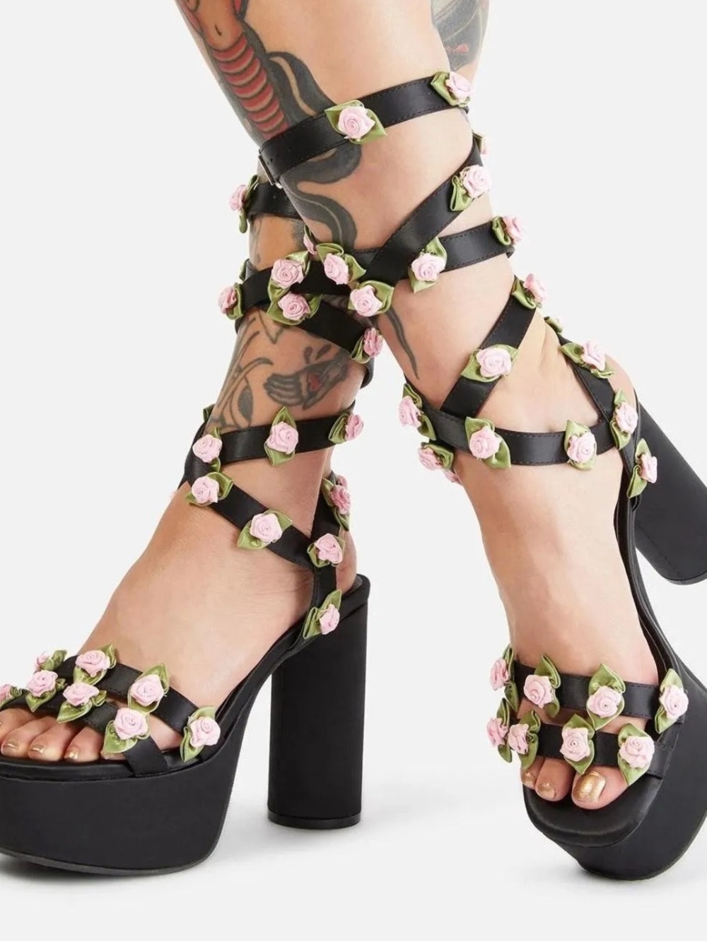 Dolls Kill x Sugar Thrillz - Path To Passion Wrap Heels - Size 11- Brand New